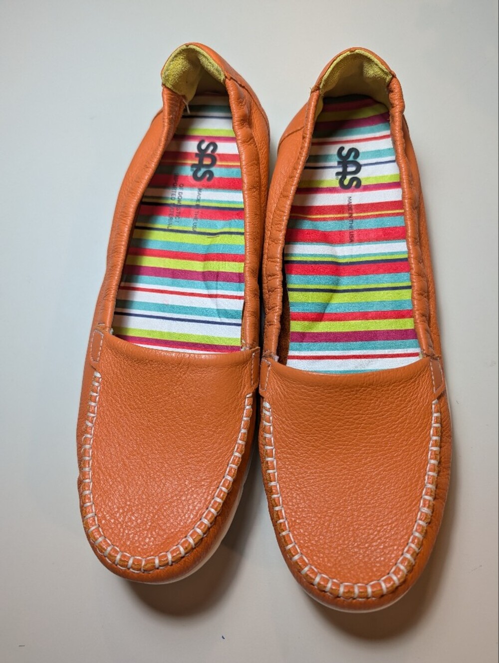 SAS Women's Orange Leather Slip-On Loafer
